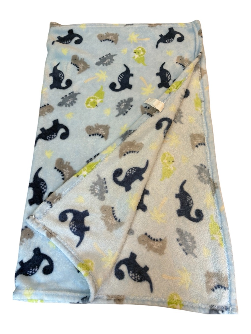 Parent's Choice Dinosaur Baby Blanket Fleece Blue Boy 30x36 EUC